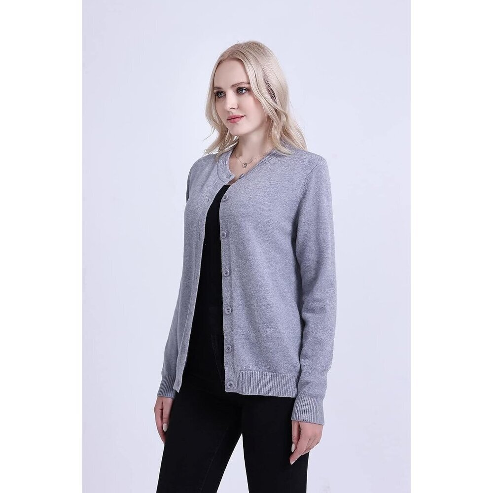 Women's Cotton Blend Button-Down Cardigan Sweater Medium Warm Soft Comfortable - Picture 3 of 4